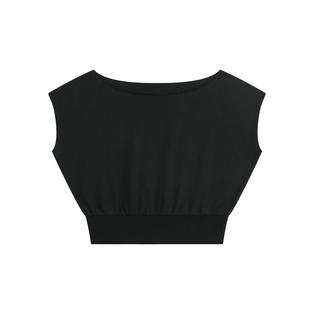 Feral Form Raw Edge Boatneck Crop
